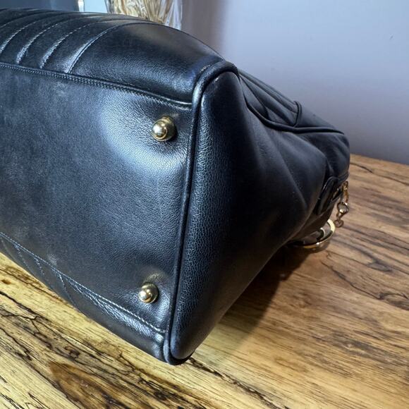 Chanel Vintage Black Chevron Lambskin Medallion Duffel Tote Bag Authentic CoA - Picture 6 of 16